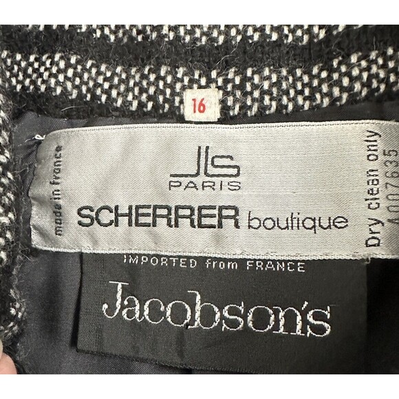 Jean Louis Scherrer Boutique Black White Dbl Breast Blazer Lined Jacket Sz 16 - Picture 4 of 5